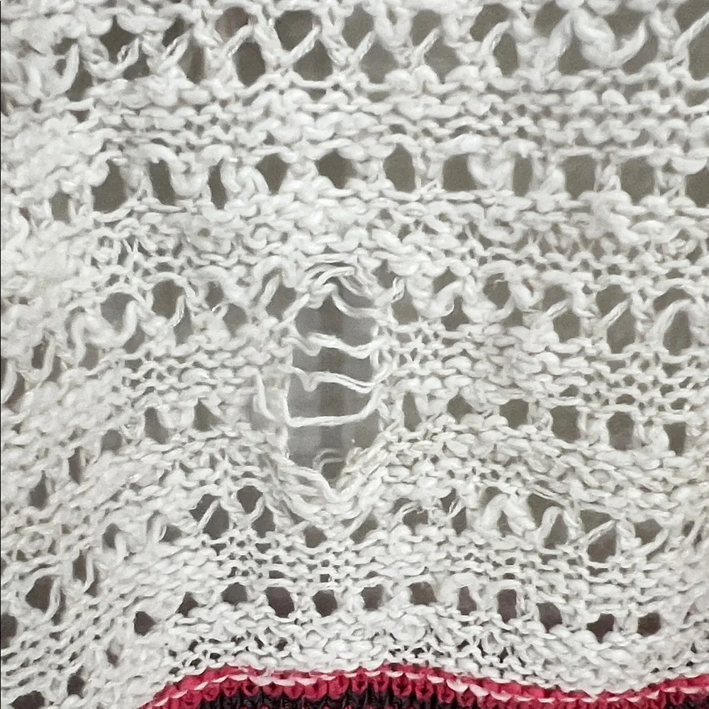 Justice Girls Size 12 Open Knit Cardigan Sweater Cream Pink Aztec Design